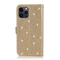 thumbnail image 6 of Shining Wallet Case for iPhone 14 Pro Max with Card Slots Holder Kickstand Flip Folio Cover, Sparkle Bling PU Leather Diamond Heart Love Magnetic Clasp Stylish Case for Women Girls, Gold, 6 of 6