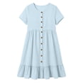 thumbnail image 4 of MYAOYI Womens Summer Casual Short Sleeve Button Down Ruffle Hem Dress Loose Fit Beach Vacation, 4 of 8
