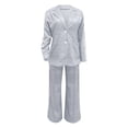 thumbnail image 3 of Women's Lapel Long Sleeve Casual Suit - Loose Jacket & Wide Leg Pants Set with Pockets - Polyester, S-XXXXXL, 3 of 6