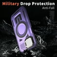 thumbnail image 4 of for iPhone 15 Armor Case with Stand, [Compatible with MagSafe] [Built-in Camera Cover Kickstand] Heavy Duty Rugged Strong Magnetic Hard Phone Case for iPhone 15, Purple, 4 of 6