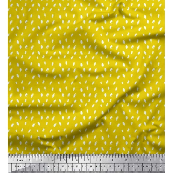 Soimoi Yellow Heavy Canvas Fabric Brush Stroke Abstract Decor Fabric Printed Yard 58 Inch Wide