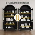 thumbnail image 5 of 73" Tall Arched Kitchen Pantry Cabinet, Modern Metal Farmhouse Storage Cabinets, Steel Cabinet with Glass Doors and Adjustable Shelves, Living Room, Dining Room and Office, Black, 5 of 9
