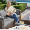 thumbnail image 5 of TANGJEAMER 9 Piece Patio Furniture Set with Fire Pit Table, All Weather Outdoor Sectional PE Rattan, Patio Conversation Sets with Cushions and Glass Coffee Table for Garden Lawn Balcony(Gray), 5 of 10