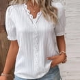 thumbnail image 4 of Camiseta Blusa Blusa informal con manga de burbuja, estilo elegante, camisa de talla grande para mujer, traje de vacaciones Ygjytge Blanco 4Xl para Mujer, 4 of 7