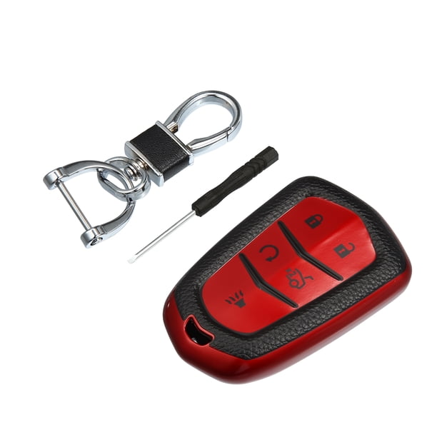 Unique Bargains TPU 360 Grados Smart Key Fob Case Cover para Cadillac CTS con 5 Botones Llavero Rojo 1 Juego