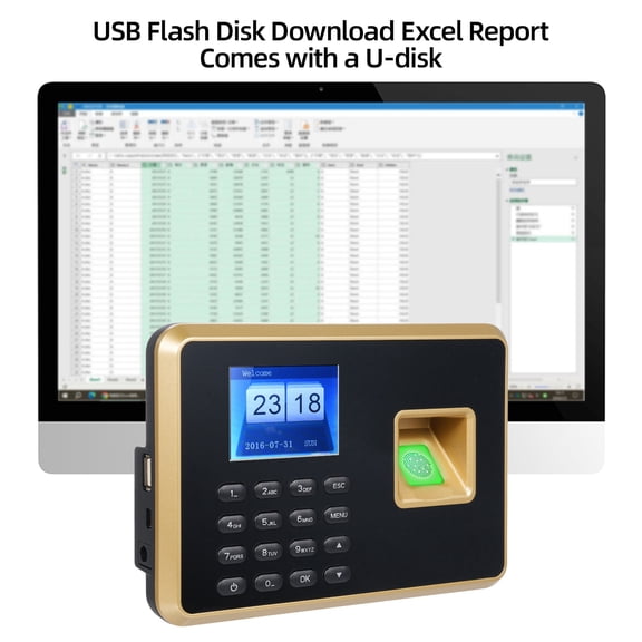 Attendance machine Bisofice Biometric Time Clock Attendance Machine for Employees Support 1000pcs Fingerprint/1000pcs Password/1000pcs ID Card Recognition 5 Languages System USB Port Data Management