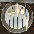 thumbnail image 5 of Efavormart 24 Pack | Gold / Hunter Emerald Glittered European Plastic Utensil Set With Roman Column Handle, Disposable Fork, Spoon And Knife Silverware, 5 of 11