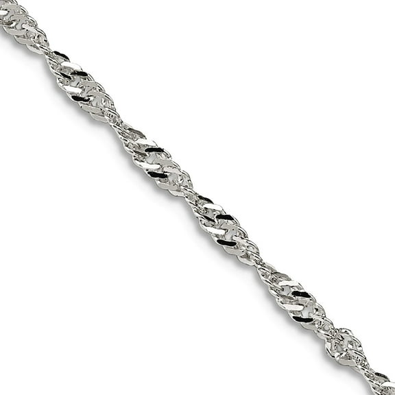 925 Sterling Silver Polished 2mm Singapore Chain Necklace 24 Inch Lobster Claw Chain Necklace for Women and Men