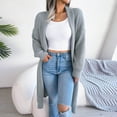 thumbnail image 6 of Odeerbi Cardigan Sweaters for Women 2025 Fall Winter Sweaters Trendy Solid Lapel-Neck Long Coat Tops Gray, 6 of 8