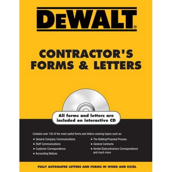 Pre-Owned DEWALT Contractor's Forms & Letters (Paperback) 0977718328 9780977718320