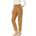 thumbnail image 1 of Pantalones de gamuza sintética Allegra K para mujer con cinturón y piernas rectas marrón XS, 1 of 5
