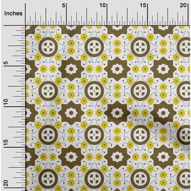 oneOone Polyester Lycra Dark Olive Green Fabric Geometric Block Craft Projects Decor Fabric Printed By The Yard 56 Inch Wide