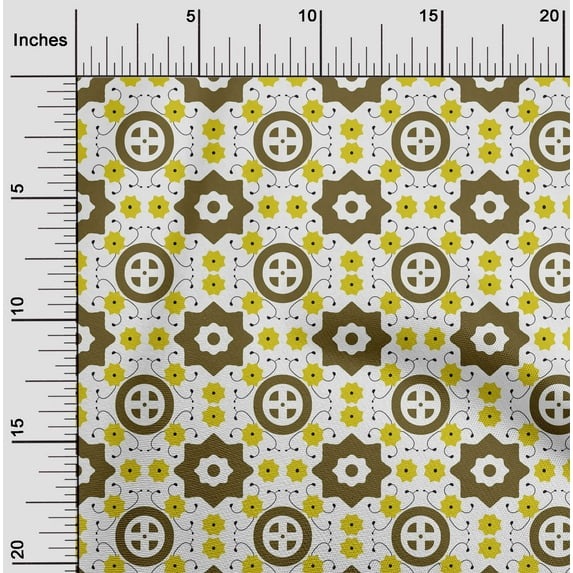 oneOone Cotton Cambric Dark Olive Green Fabric Geometric Block Diy Clothing Quilting Fabric Print Fabric By Yard 56 Inches Wide