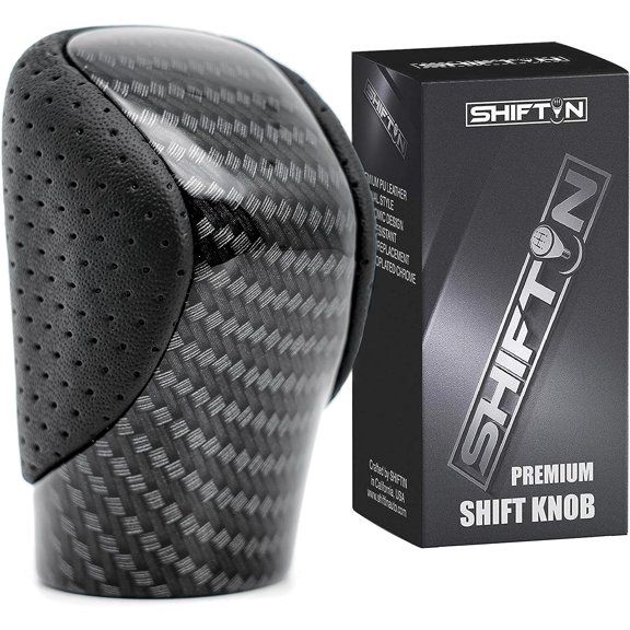 SHIFTIN Gear Shift Knob Shifter for Lexus ES GS GX IS NX RC RX 200t 300 350 3450h 450hL 350L (Black Leather / Carbon Fiber Pattern)