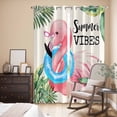 thumbnail image 3 of Summer Pink Flamingo Kitchen Curtains 84 Inch Length, Beach Tropical Palm Leaves Grommet Top Bedroom Living Room Curtains, Light Filtering Cafe Curtain Drapes 2 Panels Set 84''x84'', 3 of 9
