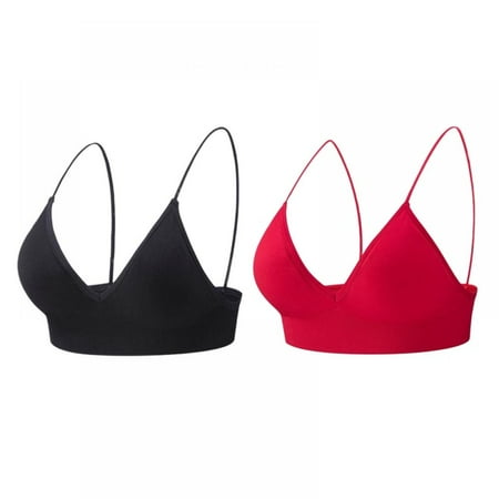 

Spdoo Bralette for Women Triangle V Neck A-B Cups WireFree Sport Bra 2-Pack M