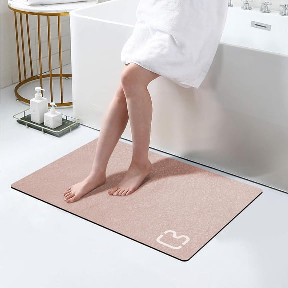 Diatomaceous Earth Bath Mat Rugs Quick Dry Super Absorbent Non Slip Rubber BottomThin Bathroom Mat Fit Under Door, Floor Rugs in Front of Bathtub,Shower Room,Sink,Washable, Dark Grey