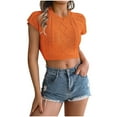 thumbnail image 2 of jtjvou Summer Cropped Sweater Vest Cable Knit Crop Top Trendy Cap Sleeve Crop Tank Tops Orange XL, 2 of 8