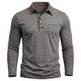 thumbnail image 6 of Zivyakyron Button Polo T Shirts for Men Fall Business Office Long Sleeve Shirt Casual Colorblock Collared Loose Gray M, 6 of 8