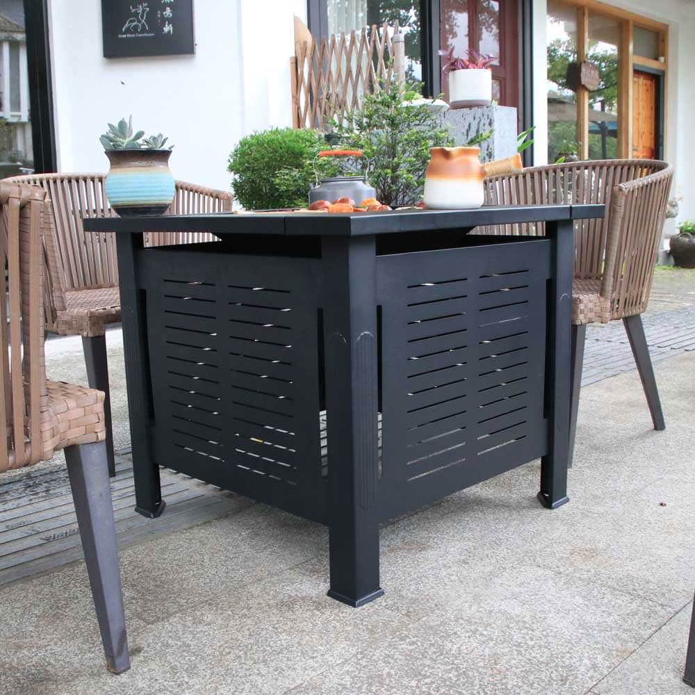 Spaco Grill Over Stove, Tea Cooking Furniture Table, Square Stove Heater Smokeless Grill, Fire Pit Stove for Outdoor as Patio, Picnic, Backyard, Black