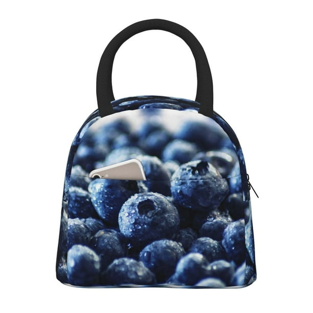 Fotbe Blueberry Bolsa de Almuerzo con Estampado, Lonchera Aislada, Contenedor de Comida Reutilizable Tipo Cooler a Prueba de Fugas