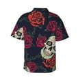 thumbnail image 3 of Fotbe Roses Skulls Hawaiian Shirt For Men Unisex Summer Beach Casual Short Sleeve Cotton Linen Button Down Shirts-Small, 3 of 9