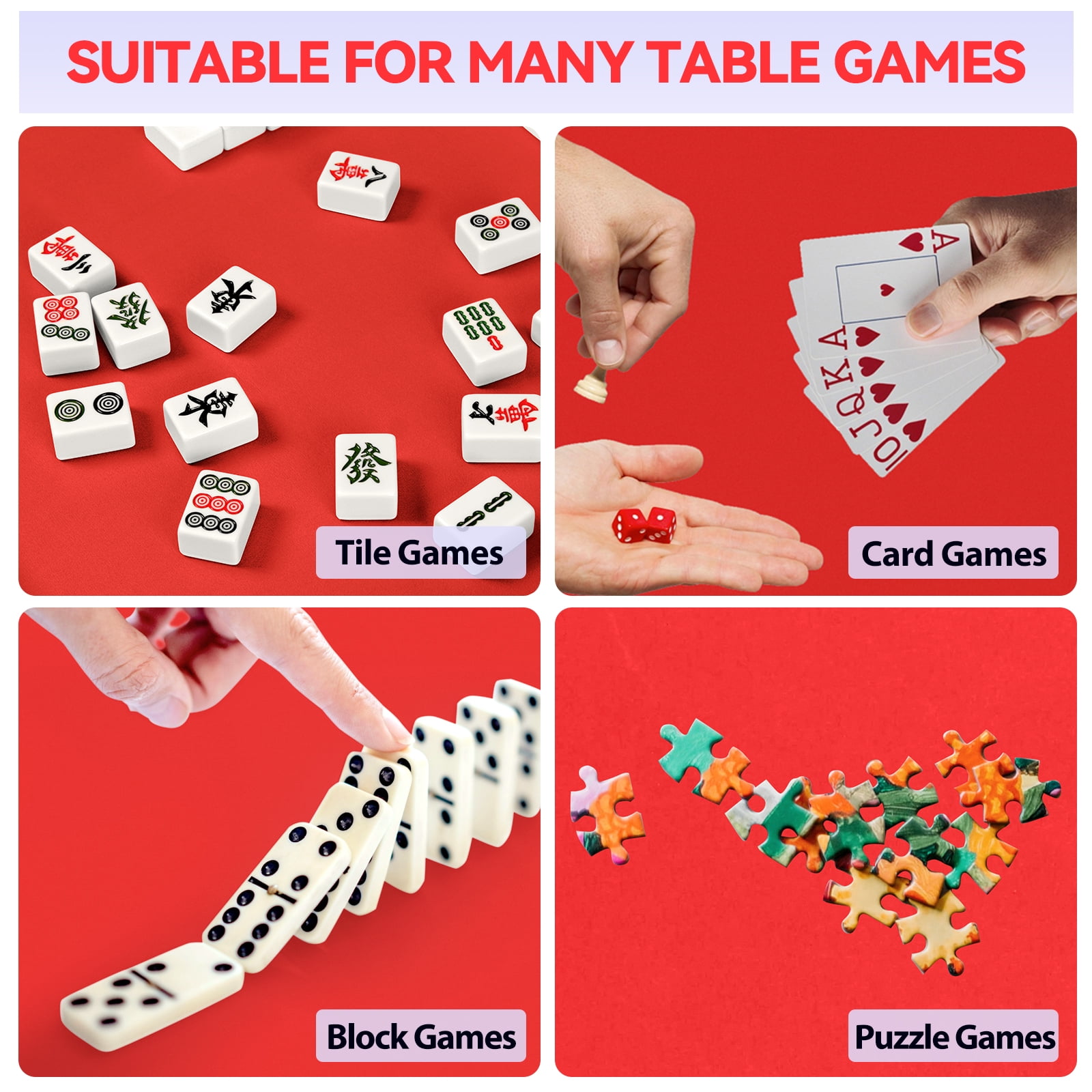 Noise Reducing Anti-Slip Table Cover Pad | Portable Game Mat for Mahjong, Poker, Cards, Dominoes with Carry Bag