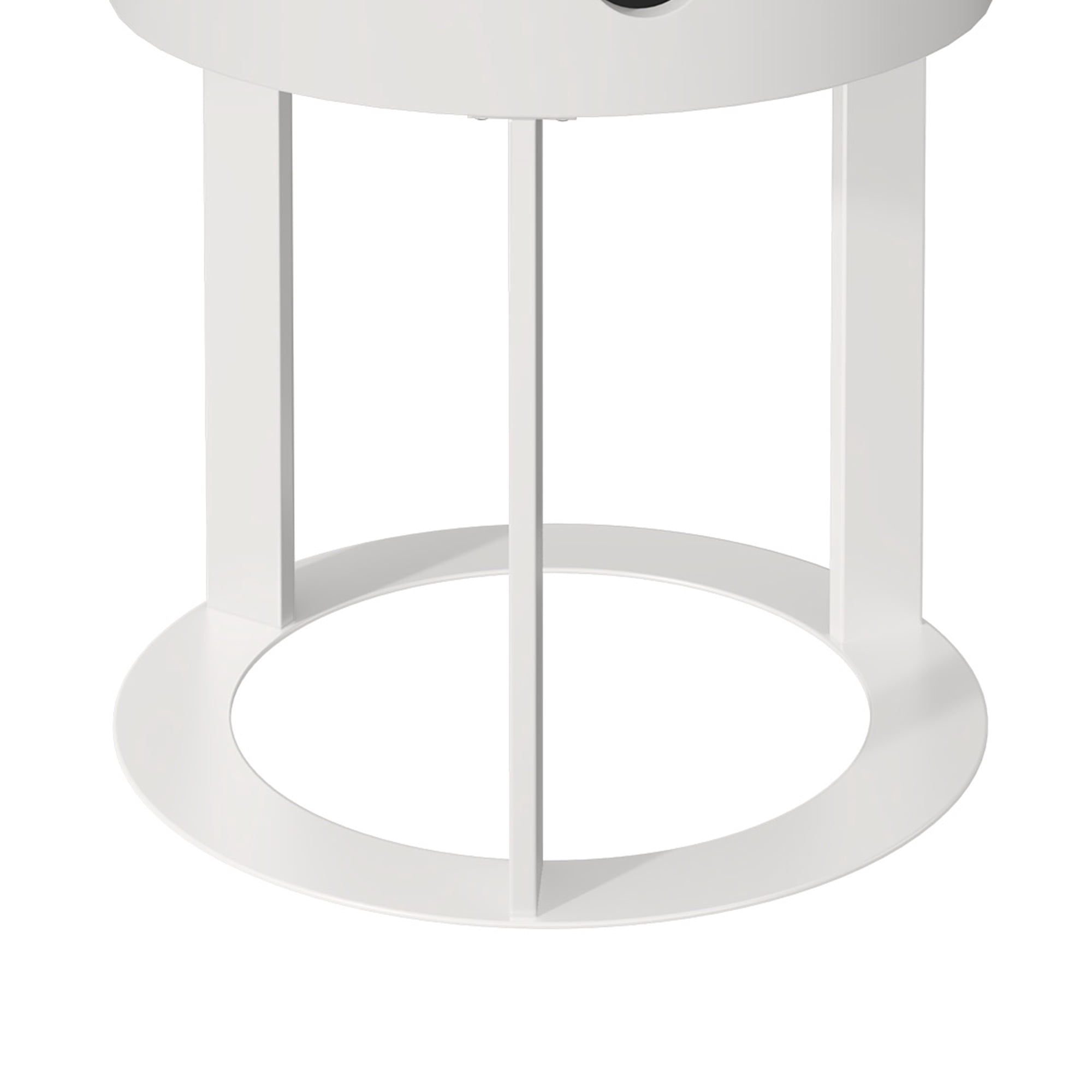 HLR Modern Round Nightstand Set of 2 with Drawer, 2-Tier End Table for Living Room, Bedroom, White
