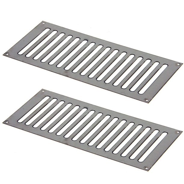 HPC Flat Stainless Steel Enclosure Vents, 12" x 6", Set of 2