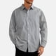 thumbnail image 1 of Blusa y camisa de manga larga con cuello vuelto para hombre, blusa informal de moda a rayas con botones de solapa, blusa de manga larga, blusa de poliéster para hombre, 1 of 9