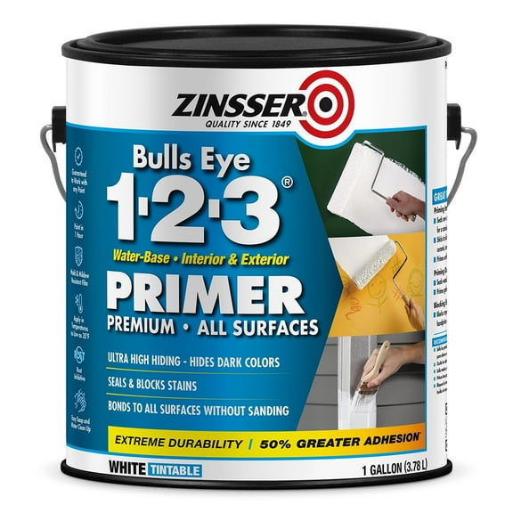 Rust-Oleum Zinsser 2001 Bulls Eye 1-2-3 Water-Base Primer, Gallon, White