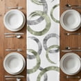 thumbnail image 6 of Sage Green Grey Table Runner - 120 Inch Long, Kitchen Dining Table Runner Dresser Scarves, Geometric Circle Modern Abstract Simple Art Farmhouse Decor for Coffee Tables Wedding Party Banquet, 6 of 8