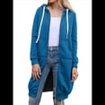 thumbnail image 2 of Sudadera con Capucha y Cremallera para Mujer, Chaqueta Informal de Larga para Otoño, Chaquetas Largas de Otoño con Bolsillos, Túnica Azul S, 2 of 9