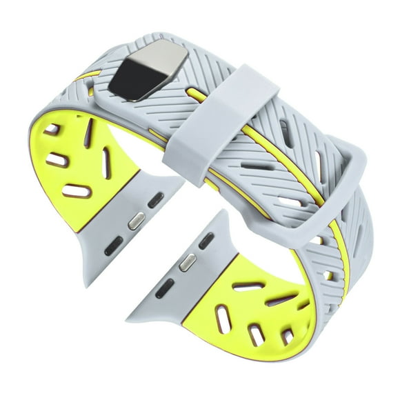 Mignova Watch Band 40mm 44mm 42mm 38mm,Breathable Silicone Sport Replacement Wrist Band for iWatch/Apple Watch Series 5/4/3/2/1(40mm/38mm:Gray/Yellow )