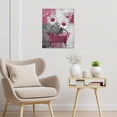 thumbnail image 4 of Farmhouse Daisy Flower Wall Art Country Pink Floral in Bathtub Wall Art Bedroom Grey and White Abstract Geometric Canvas Art Wall Decor for Living Room Bathroom Bedroom Decor,16L X 12W inches, 4 of 6