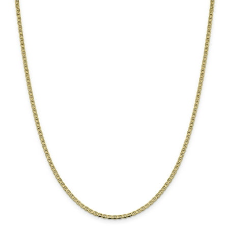 - 14k Yellow Gold 2.4mm Flat Link Anchor Necklace Chain Pendant Charm For Women