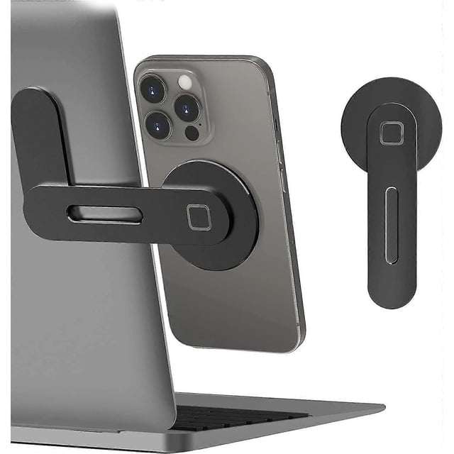 Magnetic Laptop Stand, Adjustable Phone Screen Side Stand for iPhone 14 Plus/ iPhone 13 Pro Max/ iPhone 12, Foldable Laptop Extender, Black