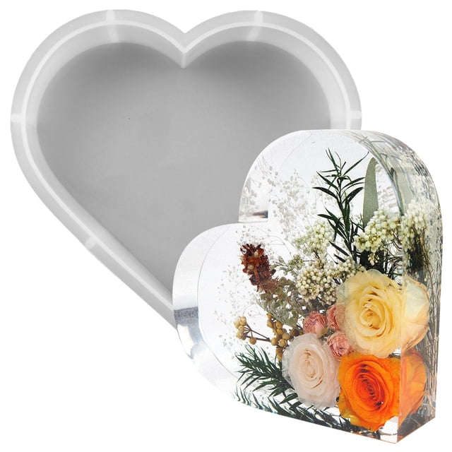 Muyoka Moldes de silicona grandes, moldes de fundición de resina epoxi, molde hexagonal y en forma de corazón, preservación de flores DIY Muyoka Hogar