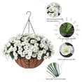 thumbnail image 6 of Artificial Fake Hanging Flowers Plants Baskets for Outdoor Outside Summer Decoration, Faux Silk White Morning Glory in Planter UV Resistant Realistic for Home Porch Patio Balcony Garden Yard, 6 of 6