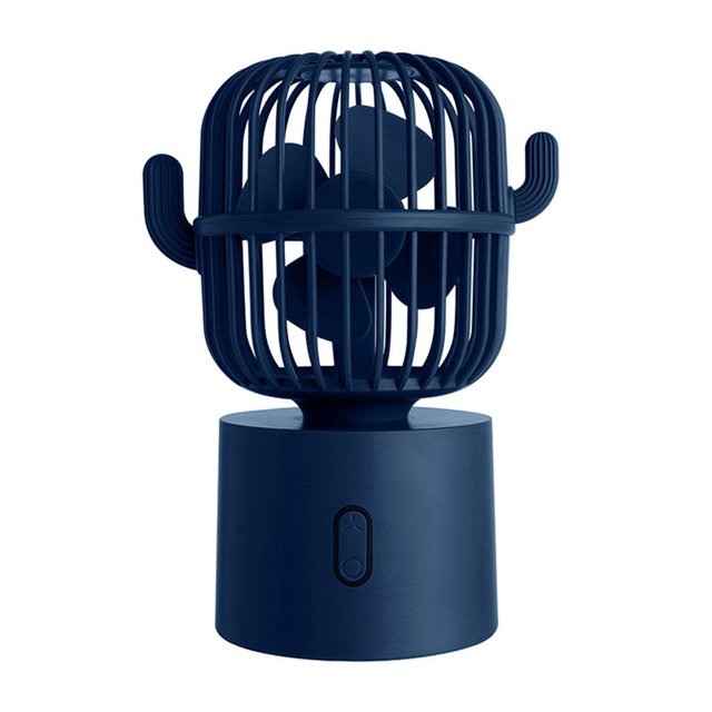 Mini ventidor pequeño Cactus creativo Ventidor de mano Escritorio USB Carga Sacudiendo cabeza Ventidor eléctrico Funcionamiento silencioso Ve Azul perfecl Mini ventiladores de mano