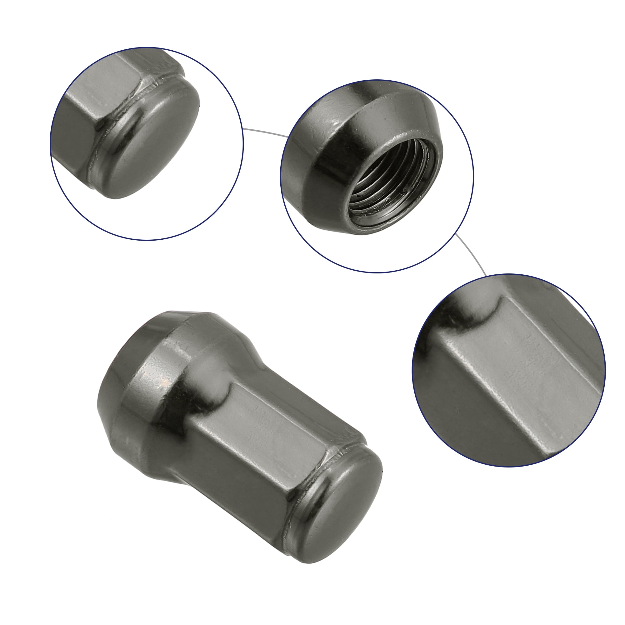 Unique Bargains M12 x 1.25 Car Lug Nuts Cone Seat Closed End Bulge Acorn Hex Wheel Nut w/ Socket Key Titanium Tone