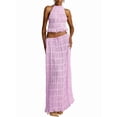 thumbnail image 3 of Women'S Backless Halter Neck Dress with Drawstring Chiffon Ruched Midi Skirt Two Piece Set S, 3 of 8