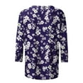 thumbnail image 5 of Jsaierl Women's 3/4 Sleeve Tops Summer Crew Neck Shirts Boho Print Ladies Blouses Going Out Holiday T-shirts Top S-5XL, 5 of 6