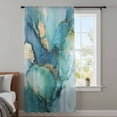 thumbnail image 4 of Turquoise Marble Sheer Curtains 45 Inches Long, Abstract Minimalist Art Ombre Blue Light Filering Curtains, Breathable Simi Curtain Privacy Drapes for Kitchen Bathroom Small Window Treatment, 4 of 9