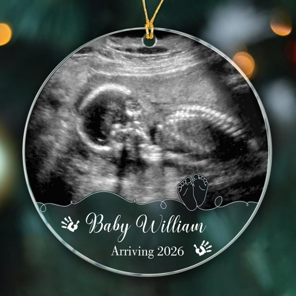 Due Date/Name/Photo Baby Sonogram Ornaments Gift, Baby Arriving 2026 Xmas Ornament, Bump's First Christmas Ornaments Gifts, Bump 1st Xmas Ornament for Pregnancy Announcement
