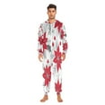 thumbnail image 2 of 1 Piece Adult Onesie Pajamas Cozy & Loose-Fit Sleepsuit Loungewear with Pockets Red Poinsettia Pattern X-Small, 2 of 7