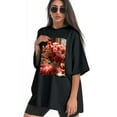 thumbnail image 3 of Plus Size Shirt for Women Black Tops for Women Oversized Short Sleeves Shirt for Women Valentine's Day (4) T Shirt Crewneck Shirt for Women 3XL, 3 of 5