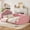 Pink, variant on Bellemave Full Size Kids Bed Frame with Side Rails,Upholstered Floor bed with Storage Pocket and Curved Headboard, Low Profile Daybed Frame for Mother & Kid Shared Room, No Box Spring Needed(Pink)