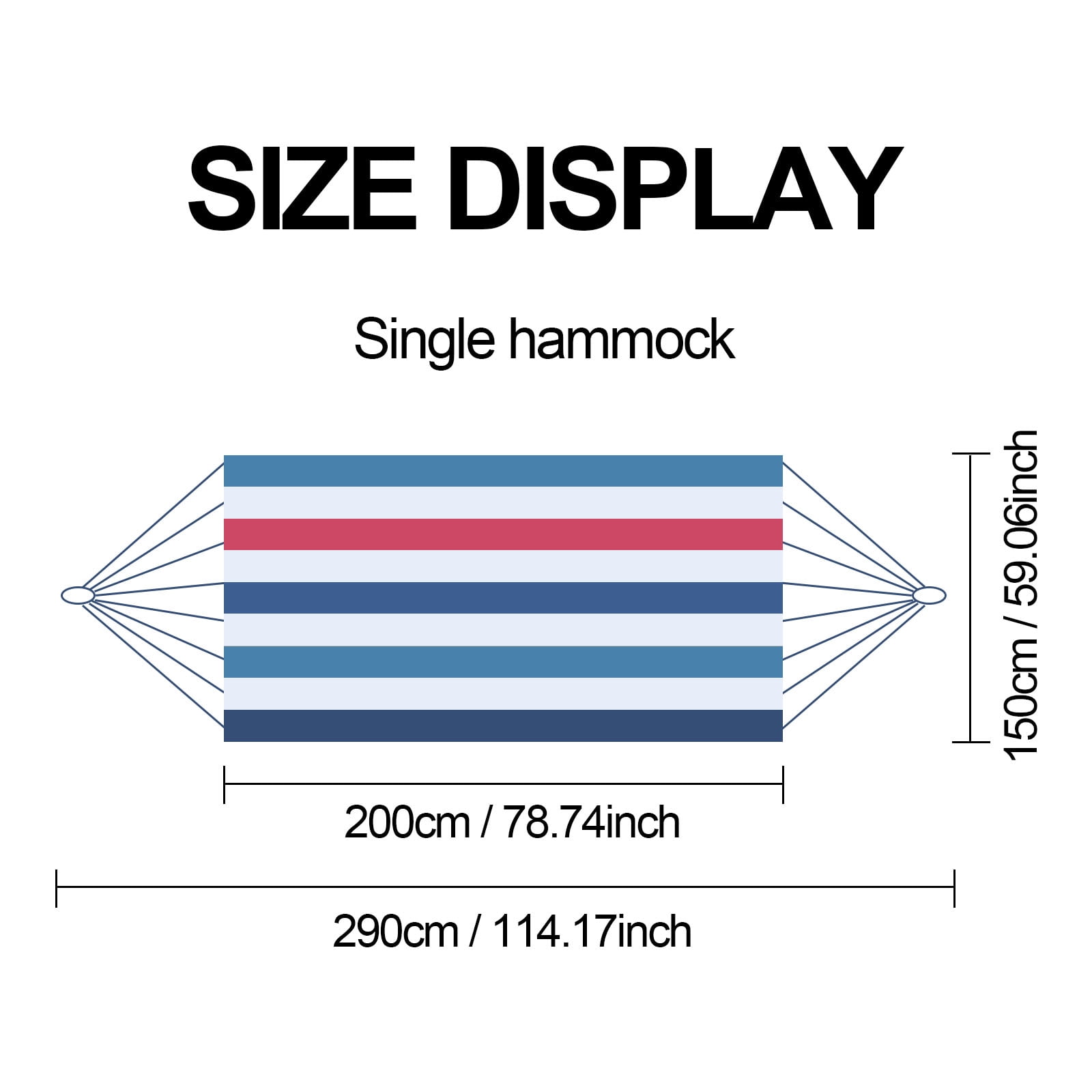 Double Hammock with Tree Swing Straps Holds 440lbs Capacity Hammock for Camping Outside Garden Outdoor Indoor Patio Backyard, Blue