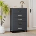 thumbnail image 2 of GDF Studio Borah Contemporary Faux Wood 5 Drawer Dresser, Charcoal Gray and Black, 2 of 9
